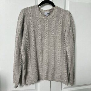 Frank  Oak Sweater Mens M Oatmeal Cotton Blend Long Sleeve Crewneck Neutral